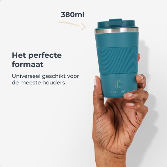 Tasse thermos Castagnola - Tasse à café à emporter - Tasse de voyage pour café et thé - Tasse à thé - 380 ML - acier inoxydable - Bleu