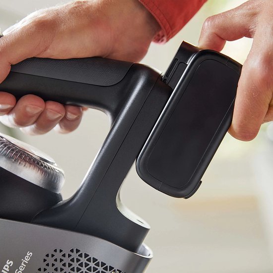 Philips - AquaTrio Cordless 9000 Series - Aspirateur et serpillière - Durée d'utilisation : 116 min - 2 piles incluses (25,2 V) - Sans sac et AquaSpin - Plastique et métal - Noir