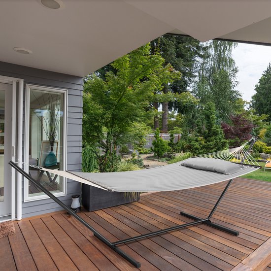 Juskys Hamac Cata - Light Grey - Base et coussin inclus