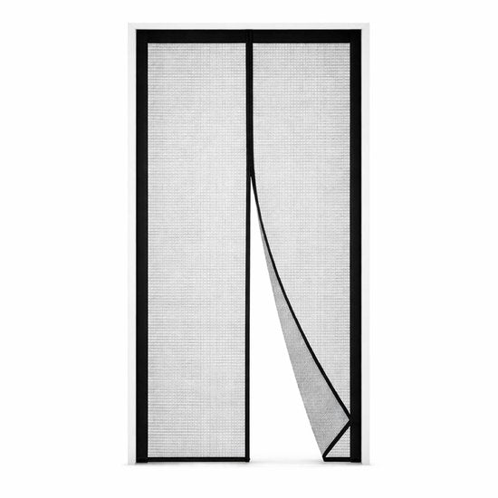 Ceruzo Rideau de porte 100xH260 cm - Magnétique - Rideau à lames - Noir - Velcro - Très haut