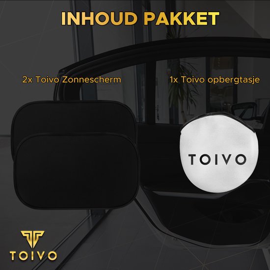 Toivo Car Sunshades Set Of 2 Pieces - Self-adhesive - 31 x 51 cm - UV Protection - Side Window Sunshade - Sun protection Window - For Child and Baby - Black