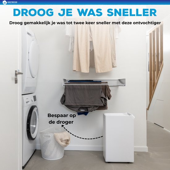 Sofresh déshumidificateur 25 litres par jour - Déshumidificateur et déshumidificateur pour cave, salle de bain, grenier et salon - Blanc