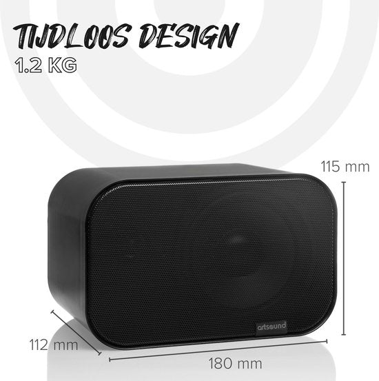Artsound UNI30, set de 2 haut-parleurs passifs, haut-parleur hi-fi 2 voies, 20-60 watts, support mural avec joint à rotule, convient pour des pièces jusqu'à 40 m² telles que cuisine, café, entrepôt, couleur : noir