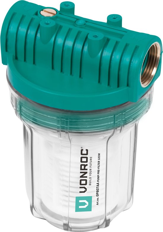 VONROC Préfiltre pour pompes et pompes hydroniques - 12cm - Max. 4000l/h - Préfiltre universel