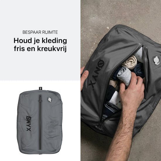 ONYX Aircube™ Vacuum Packing Cube - 1 pièce - Comprend une pompe de compression sans fil - Pour les valises et les sacs - Organisateur de valises - Compression des bagages et des sacs à dos - Gris