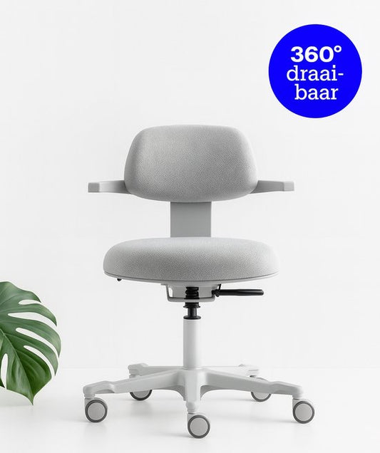 Backerz Tabouret de travail ergonomique - Chaises de bureau pour adultes - Entièrement réglable, jusqu'à 120kg - Chaise de bureau - Chaise de jeu - Blanc
