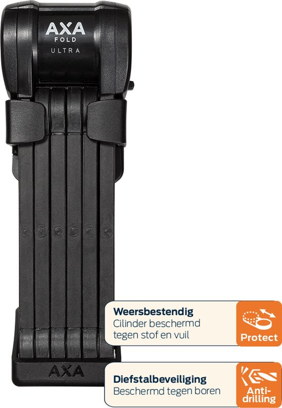 Cadenas pliant AXA Fold Ultra 90 ART 2 - Cadenas pour vélo de qualité - Cadenas premium pour vélos électriques, Fatbike et Bakfiets - Cadenas pliant avec support et services de clé - 90 cm