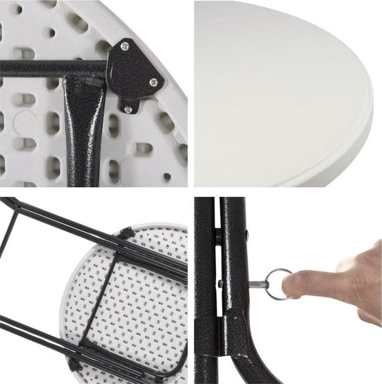 Perel Table pliante, blanche, 80 x 110 cm, utilisation intérieure et extérieure, idéale pour les événements et l'utilisation quotidienne, max. 100 kg, convient partout, légère et portable, espace de table supplémentaire