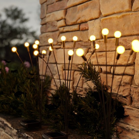 Sinji Firefly LED bulbs - Lampes de jardin solaires, Lampes d'ambiance solaires, résistantes à l'eau et à la poussière, adaptées à l'extérieur, 2 pièces, noir