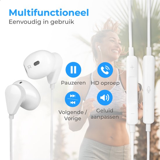Nuvance - Ecouteurs intra-auriculaires avec fil - USB-C - Plastique blanc - Avec microphone et contrôle en ligne - Son clair et port confortable - Pour smartphones modernes