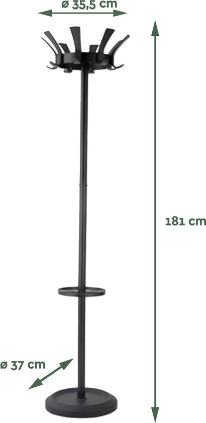 BRASQ Porte-manteau London CS300 - Noir - Acier - Porte-manteau vertical - 181 cm - Moderne