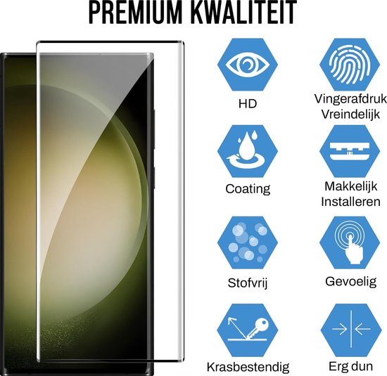 Protection d'écran Podec pour Samsung Galaxy S23 Ultra - Verre de protection trempé - Transparent et résistant aux rayures - Protection d'écran en verre trempé - 3 pièces