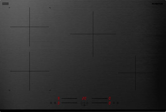 Inventum IKI7735MAT - Plaque de cuisson à induction encastrable - 77 cm - 4 zones de cuisson - Fonction Bridge - Monophasée ou biphasée - Façade à facettes - Noir mat