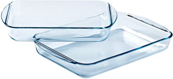 Pyrex - Essentials Plat à four rectangulaire avec poignées 2 pièces - Transparent - Verre borosilicaté