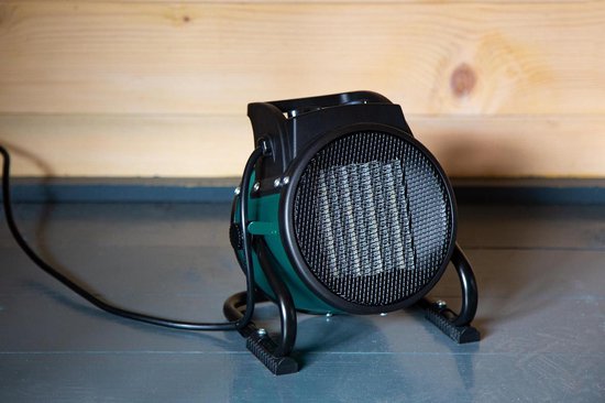 VONROC Chauffage électrique - Jet heater - ventilateur - céramique - 3 réglages : 1000W/2000W/ventilateur - pour des pièces jusqu'à 20m2 - vert