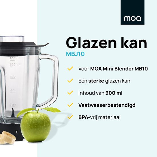 MOA Cruche en verre - Pour blender ou smoothie maker - Cruche robuste pour blender - Convient pour MOAMBC10 et MOAMB10B - 900ml