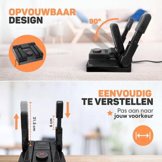 Vulpes Goods® Tech - Sèche-chaussures et rafraîchisseur de chaussures à l'ozone - Fonction ozone et séchage - Fonctions de séchage multiples - 10 rafraîchisseurs de chaussures inclus - Version PRO V2