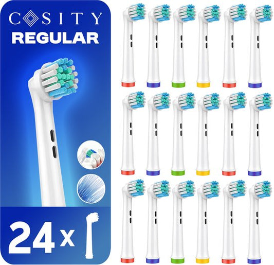 Cosity - 24x têtes de brossage compatibles Oral-B et Braun - Emballage boîte aux lettres - Blanc