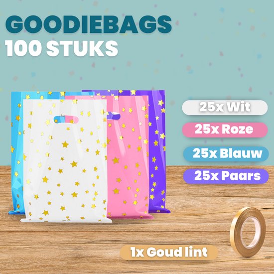 Feestio Sacs à partager 100 pièces - Sacs à bonbons - Sacs à friandises pour fêtes d'enfants - Sacs à cadeaux