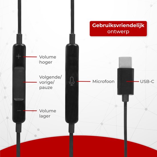 Nuvance - Ecouteurs avec fil - Connexion USB-C - Ecouteurs avec fil - Ecouteurs intra-auriculaires avec fil et microphone - Noir