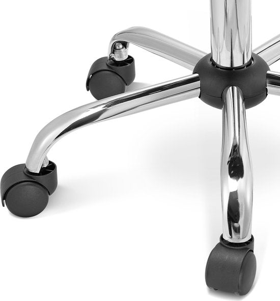 Casaria Tabouret pivotant avec dossier - Réglable en hauteur sur 360° - Blanc