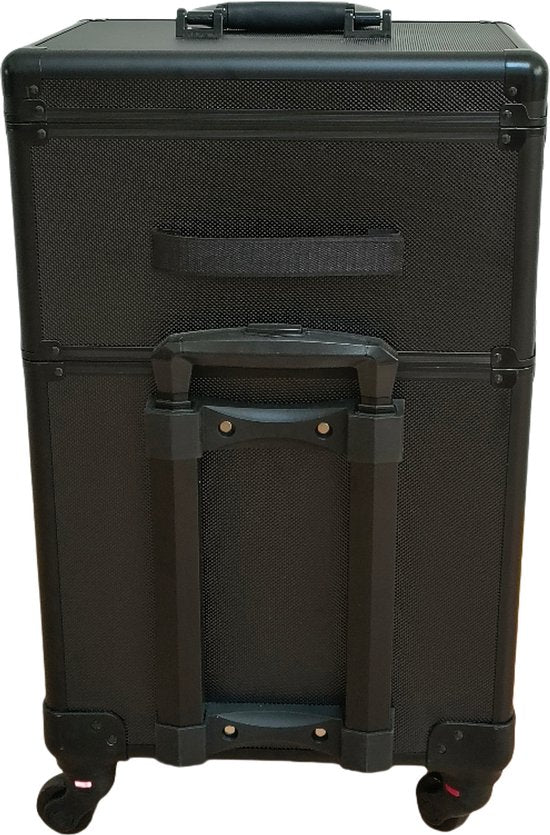 DMV - Valise de coiffeur - Chariot de coiffeur - Chariot de maquillage - Valise de maquillage - Valise de beauté - Valise de cosmétiques - Valise de beauté à roulettes - Noir