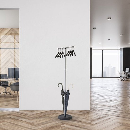 BRASQ Porte-manteau Stockholm CS500 - Porte-manteau sur pied avec 6 cintres + porte-parapluie - Noir