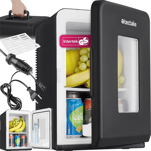 tectake® Mini Car Cooler - Mini bar portable 14L - Fonction 2 en 1 : refroidir et chauffer - Glacière électrique idéale pour les boissons, les médicaments ou le maquillage - Pour la maison ou en déplacement - Mode ECO