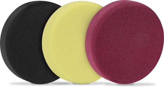 VONROC Disques de polissage/Pads de polissage en mousse pour polisseuses - Kit de démarrage - 150mm, 3 pièces