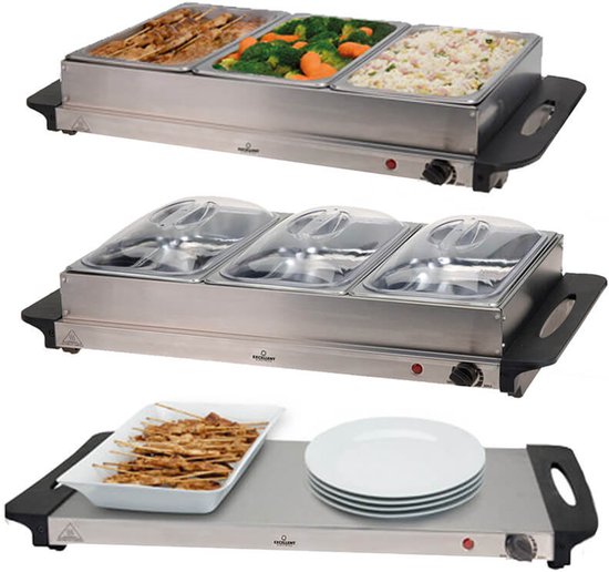 Excellent Electrics - Chauffe-buffet électrique 2 en 1 en acier inoxydable (300W)