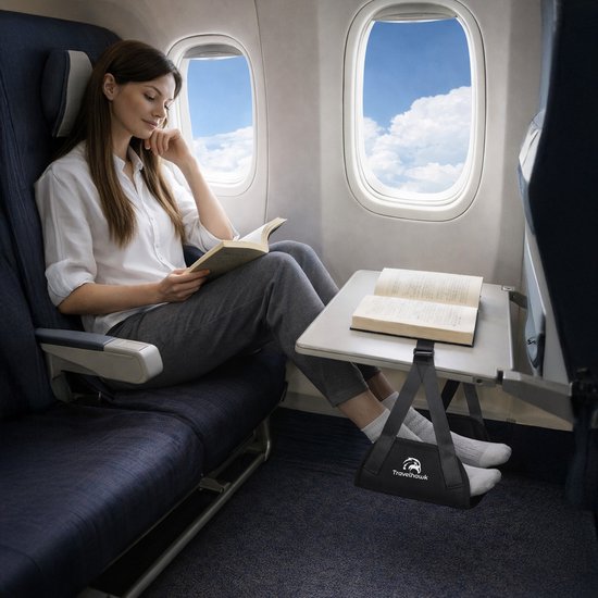 Travelhawk Repose-pieds pour avion - Hamac de pieds pour le voyage - également pour le bus ou le train - compact et léger - noir