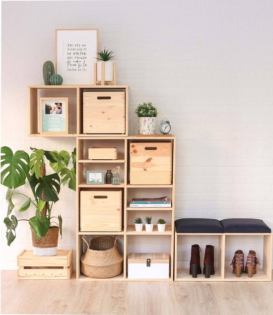 Astigarraga Meuble à compartiments ouvert - avec étagère - Pin PEFC - 36x36cm