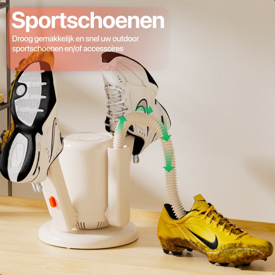KRAFT Shoe Dryer Pro XL - Séchage de 2 paires de chaussures - Stérilisation UV - Désodorisant au sel de rose - Rafraîchisseur de chaussures - 2 tuyaux pour chaussures longues - Séchoir à chaussures bottes