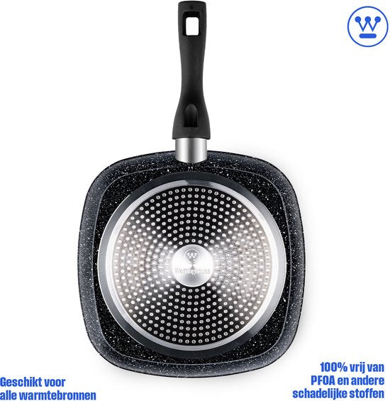 Westinghouse Poêle à griller - Ø 28 cm - Poêle à induction - Sans PFOA - Marbre noir