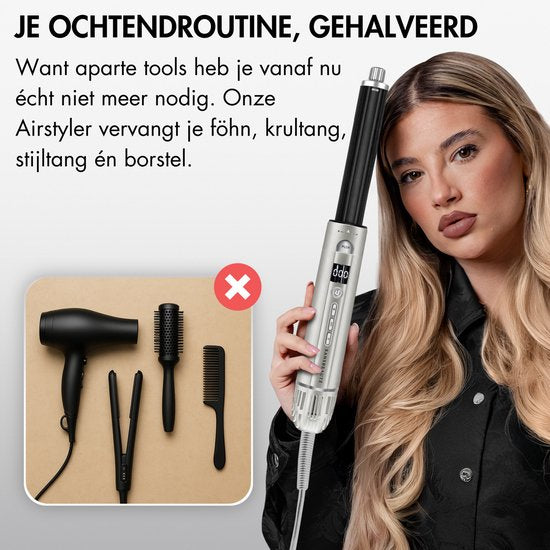 Sansbeauté® 8-in-1 Airstyler with Diffuser - Multistyler - Rotary Hairdryer - Hair styler - Hair dryer - Heat brush - Curling brush - Curling iron - Styling brush - Coldshot