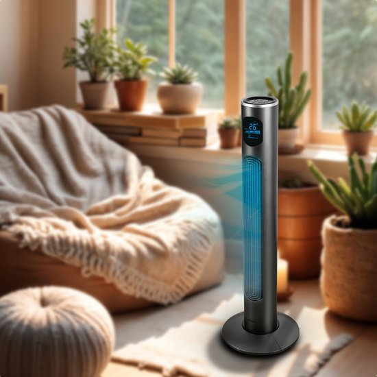 KRAFT Ventilateur de tour - Ventilateur silencieux sur pied - Ventilateur - 97 cm - Ecran LED - Ventilateur de sol - Anthracite
