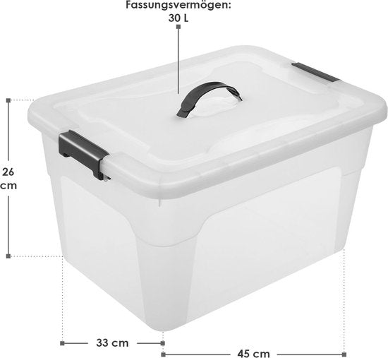 Boîte de rangement / Boîte de rangement 30 L - Plastique - 4 pièces - Couvercle inclus
