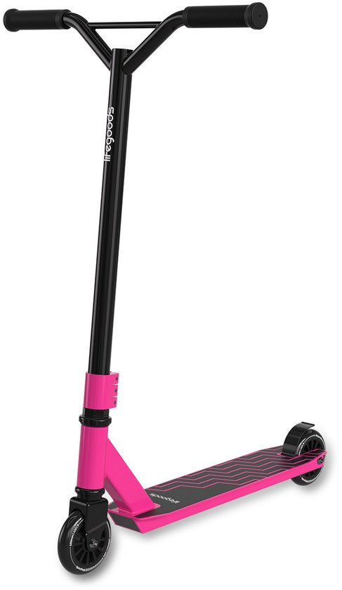 LifeGoods Stuntstep Fly X - 6+ Years - Marchepied pour enfants - Garçons/Filles - 100mm - 100KG - Noir/Rose