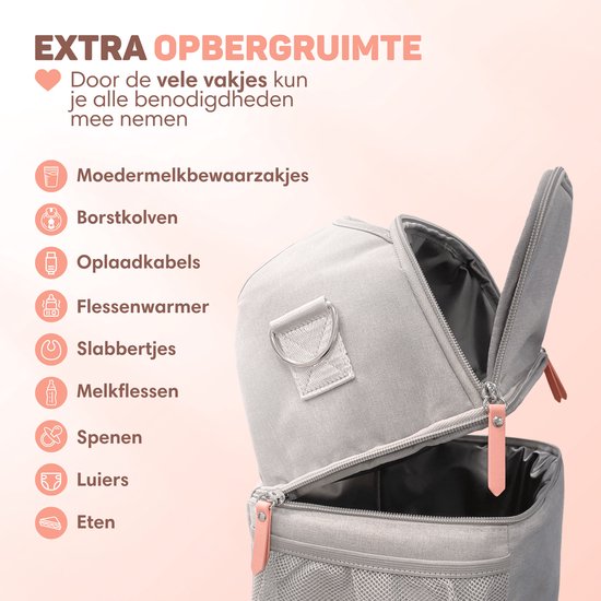 Vulpes Goods® BabyCare - Sac de refroidissement de luxe avec éléments de refroidissement - Sac de pompage pour le voyage - 4en1 - Lait maternel jusqu'à 12 heures au frais - Sac de refroidissement pour le pompage - Sac de refroidissement pour le lait mater