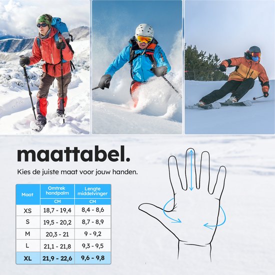 Gants chauffants - Light XL - 3 réglages - Gants électriques - Résistant à l'eau et au vent - Gants chauffants rechargeables - Noir - Saaf Comfort