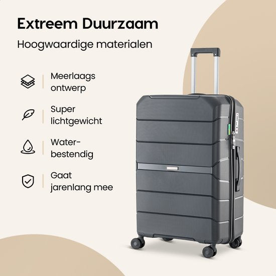 SKYCASES Urban Adventurer - Valise de voyage moyenne - Verrouillage par numéro - 44x27x66cm - 78L - Valise de voyage avec verrouillage de valise - Roues pivotantes - Anthracite V2