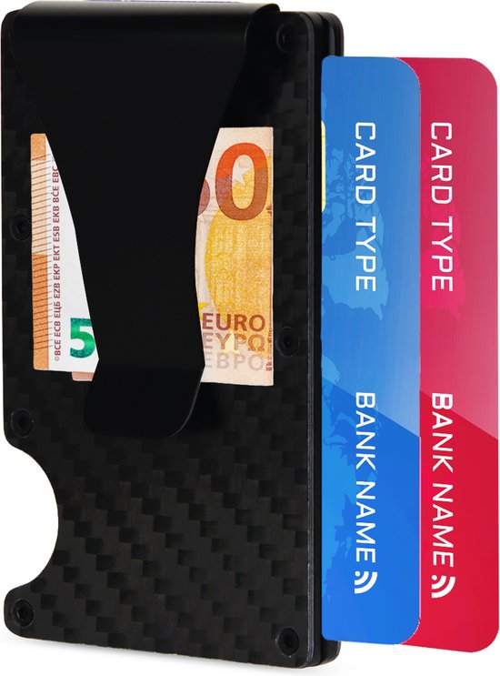 Northwall Card Holder - Porte-cartes de crédit en carbone avec pince à billets - Pince à billets - RFID Anti-Skim - Jusqu'à 12 cartes
