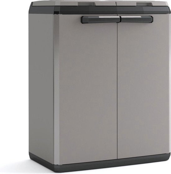 Keter Split Basic Recycling Poubelle d'extérieur - 68x39x85 cm - Gris/Noir