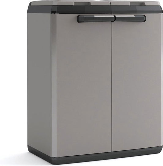 Keter Split Basic Recycling Poubelle d'extérieur - 68x39x85 cm - Gris/Noir