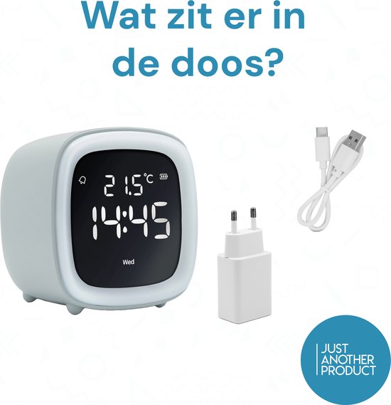 JustAnotherProduct AP18 - Réveil numérique rechargeable avec lumière (3 modes) - Réveil avec température (15,5°C à 50°C) - Réveil 12/24h - Veilleuse - Gris