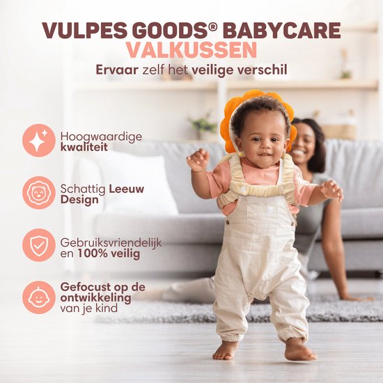 Vulpes Goods® BabyCare - Coussin de tête pour bébé - Oreiller de sécurité pour bébé - Sac à dos en cas de chute - Respirant en 3D - Apprendre à marcher en toute sécurité - Lion