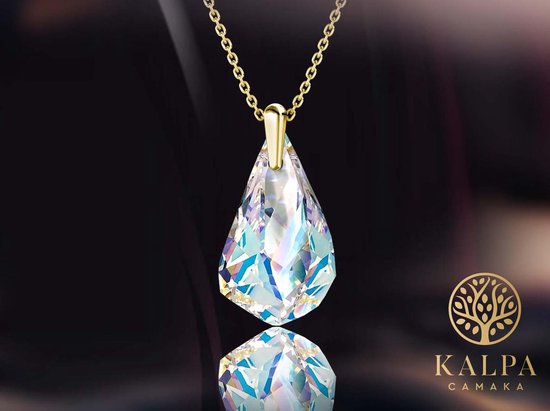 Yolora Collier pour femmes avec pendentif en cristal Kalpa Camaka - Couleur or - Plaqué or jaune 18K - Collier pour femmes Or - Bijoux - Collier - Boîte cadeau de luxe - Boîte cadeau - Boîte cadeau exclusive - Bel emballage cadeau
