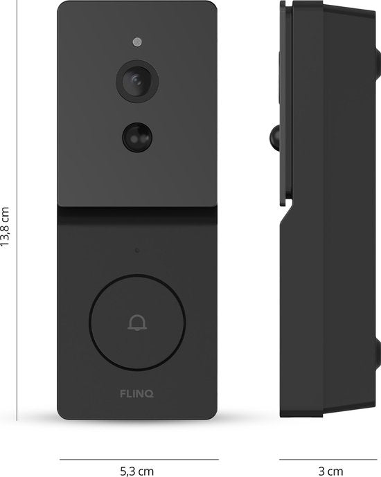 FlinQ Smart Doorbell - Sonnette sans fil - Sonnette avec caméra - Gong inclus - 1080P HD - Noir