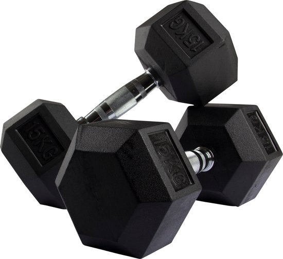 VirtuFit Hexa Dumbbell Pro - 15 kg - Hexagon Dumbbell - Durable et résistant - Entraînement musculaire - Poids - CrossFit & Fitness - Convient aux débutants et aux professionnels - Vendu à l'unité