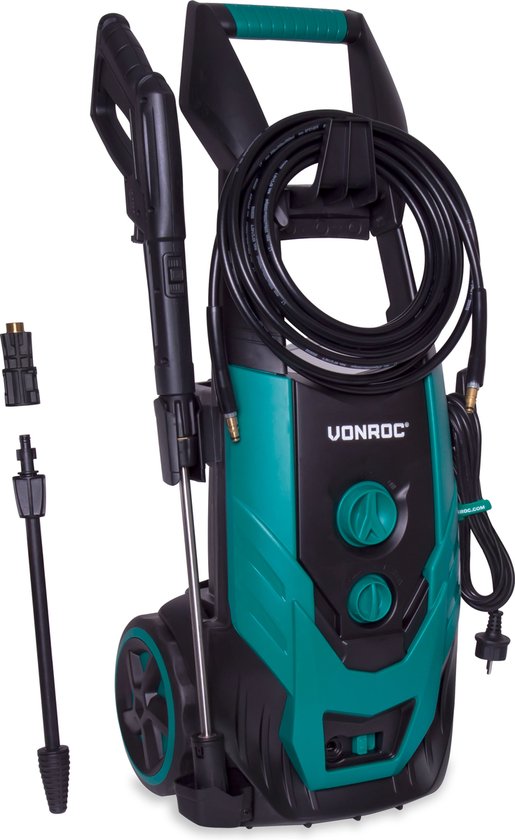 VONROC Nettoyeur haute pression V22-1 2200W - 170 bar - 450 l/h - Avec tuyau de 8m, réservoir de détergent, buses et accessoires